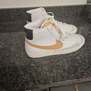 Nike White and Orange High-Top Sneakers